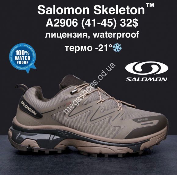 Мужская обувь - Мужские кроссовки Salomon Skeleton™ лицензия waterproof термо -21° A2906 MG - купить оптом в Одессе