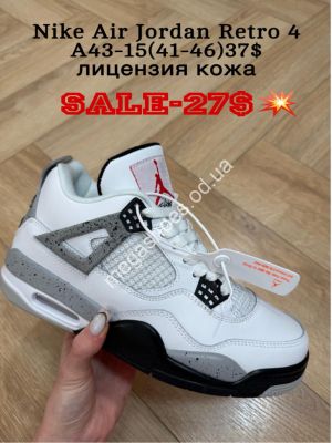 Мужские кроссовки Nike Air Jordan Retro 4 лицензия, кожа A43-15 FL Мужские кроссовки Nike Air Jordan Retro 4 лицензия, кожа A43-15 FL