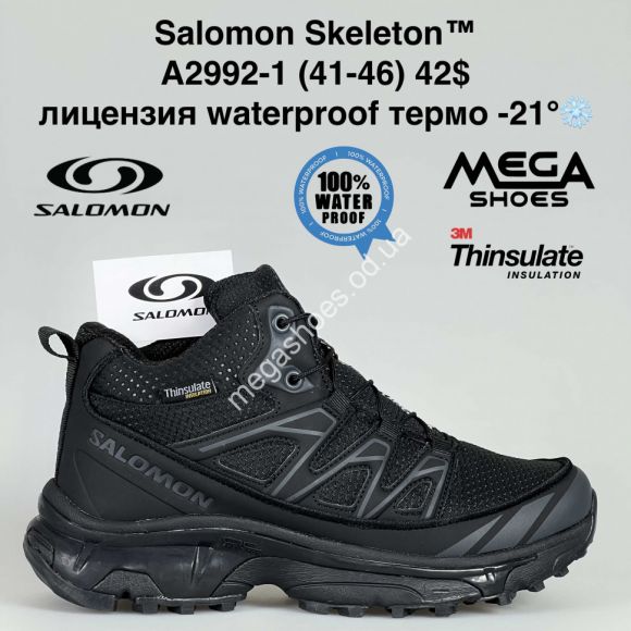 Мужская обувь - Мужские кроссовки Salomon Skeleton™ лицензия waterproof термо -21° A2992-1 BH - купить оптом в Одессе