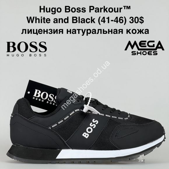 Мужская обувь - Мужские кроссовки Hugo Boss Parkour™ лицензия натуральная кожа White and Black ZS - купить оптом в Одессе